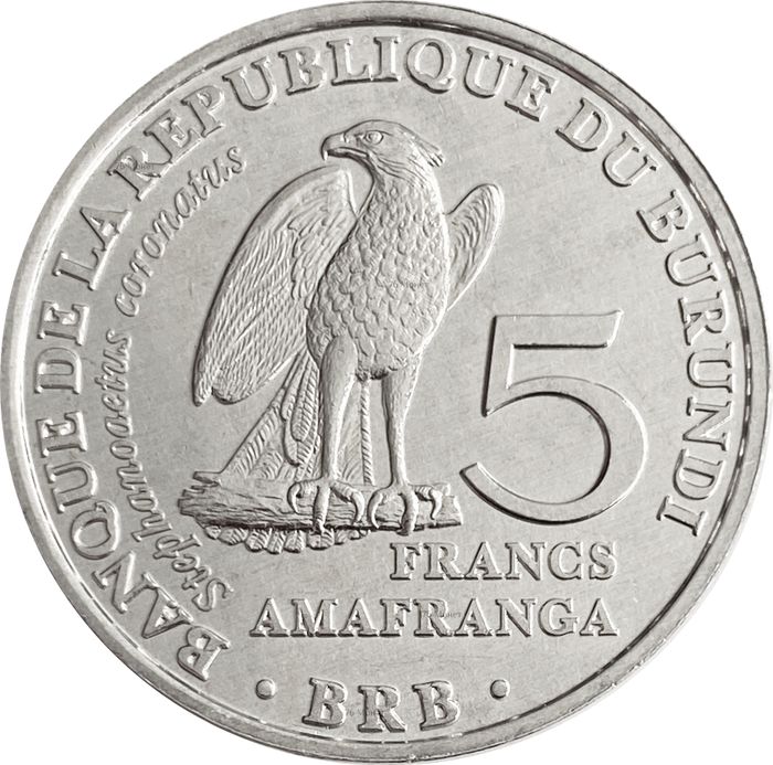 5 франков 2014 Бурунди «Венценосный орёл»