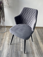 Стул М-City DISAUR Герман (Herman) поворотный на 360 градусов, Серый 27, Велюр, Черный каркас