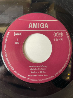 Винтажная виниловая пластинка LP Andreas Holm Wochenend Song / Dana (ГДР 1981) 7 дюймов