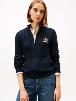 Кардиган Tommy Hilfiger Crest Logo Cable Knit Zip Cardigan Navy