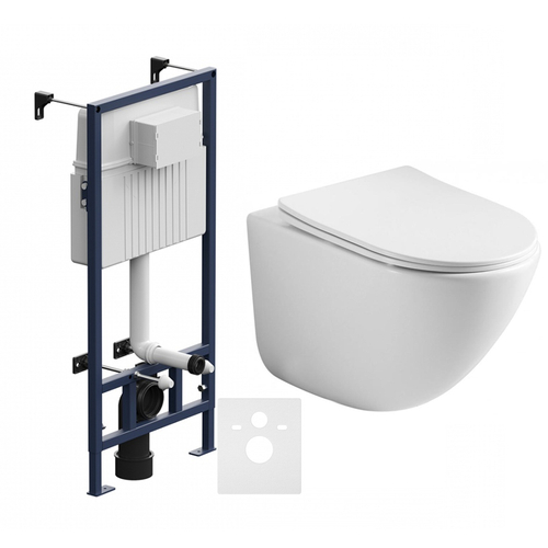 Комплект подвесной безободковый унитаз Ceramica Nova Mono Rimless CN1905 35 x 50 x 36 см с сиденьем Soft Close + инсталляция Am.Pm ProC I012707