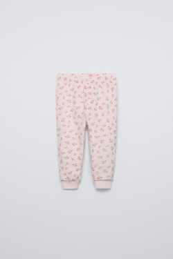 ZARA ВЕЛЮРОВАЯ ПИЖАМА С ЦВЕТОЧНЫМ ПРИНТОМ, РОЗОВЫЙ