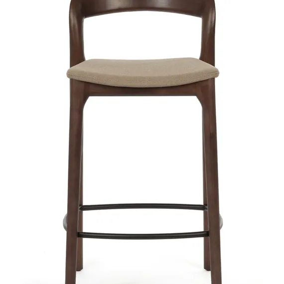 Полубарный стул Esse 65 см, темно-коричневый, бежево-серая водоотталкивающая обивка