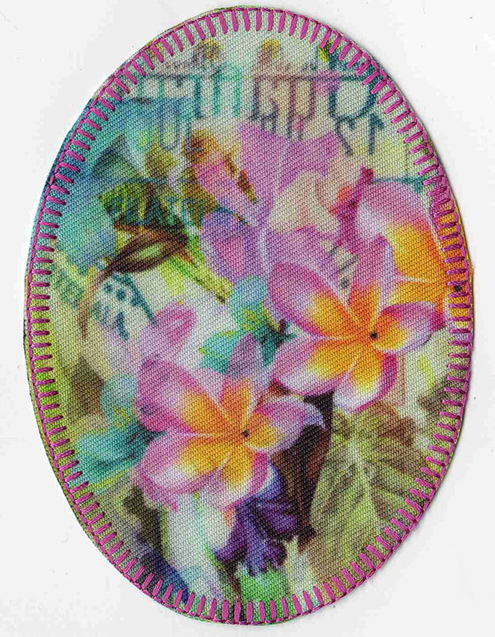 Термозаплатка "Овал с цветочным рисунком ", 11 х 8 см, 2 шт (1012081/211215/0012181/01_Германия)