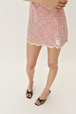ZARA КОРОТКОЕ ПЛАТЬЕ ИЗ РЕЛЬЕФНОЙ ТКАНИ, РОЗОВЫЙ/БЕЛЫЙ