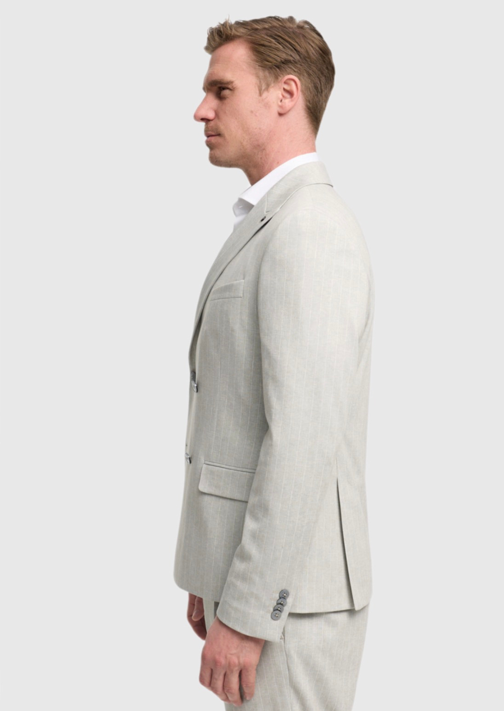 Мужской двубортный костюм (бежевый) А97