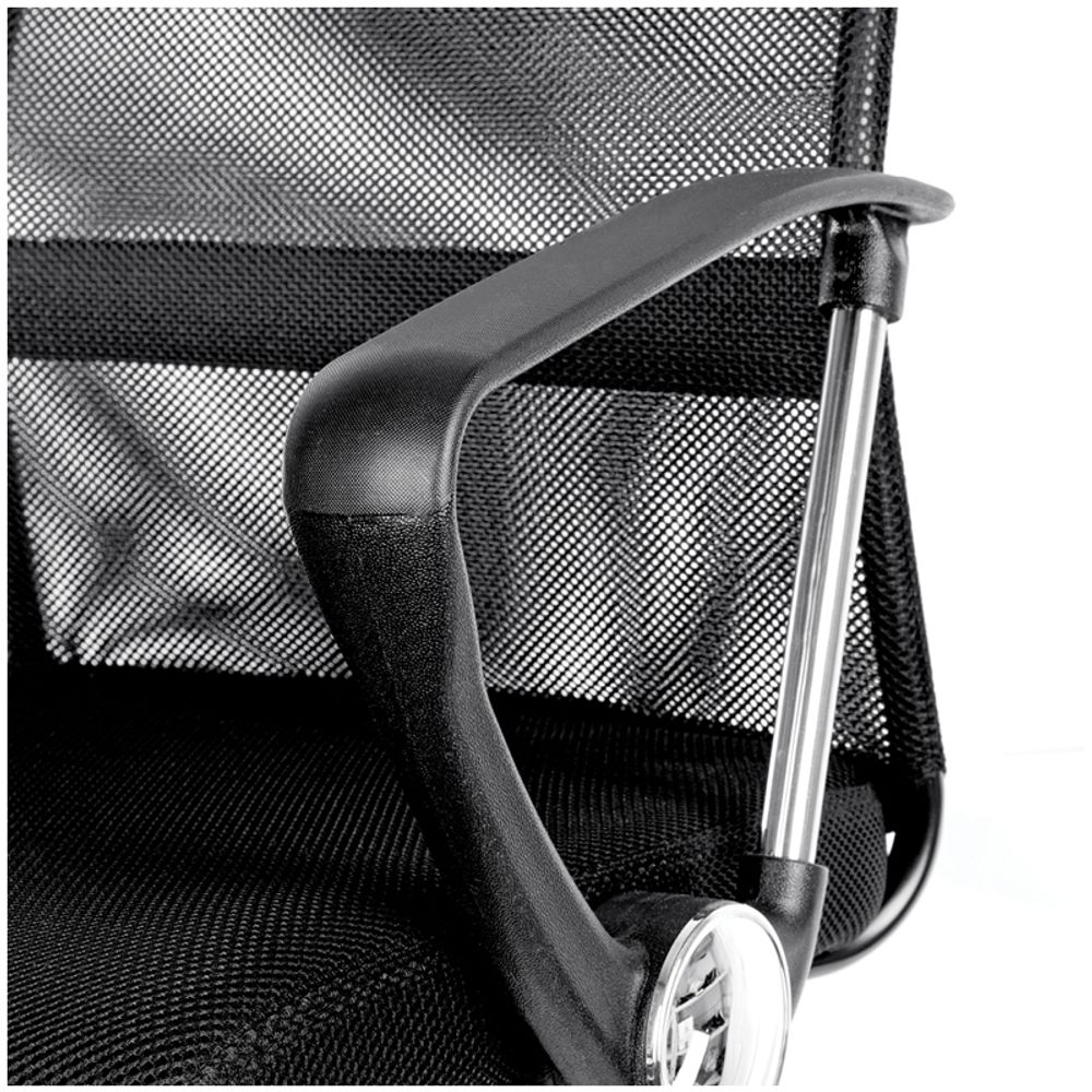 Кресло оператора Helmi HL-M09 "Instance", ткань/сетка черная, механизм качания, хром