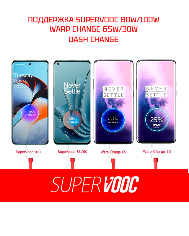 Зарядное устройство USB/Type-C для OnePlus Supervooc 100W EU (Блок питания и кабель)