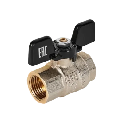 Кран шаровой полнопроходной STOUT - 1/2" (ВР/ВР, PN40, Tmax 150°C, ручка-бабочка черная)