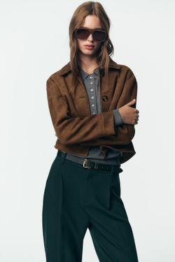 ZARA БРЮКИ С ЗАЩИПАМИ И РЕМНЕМ, СИНЕ-ЗЕЛЕНЫЙ