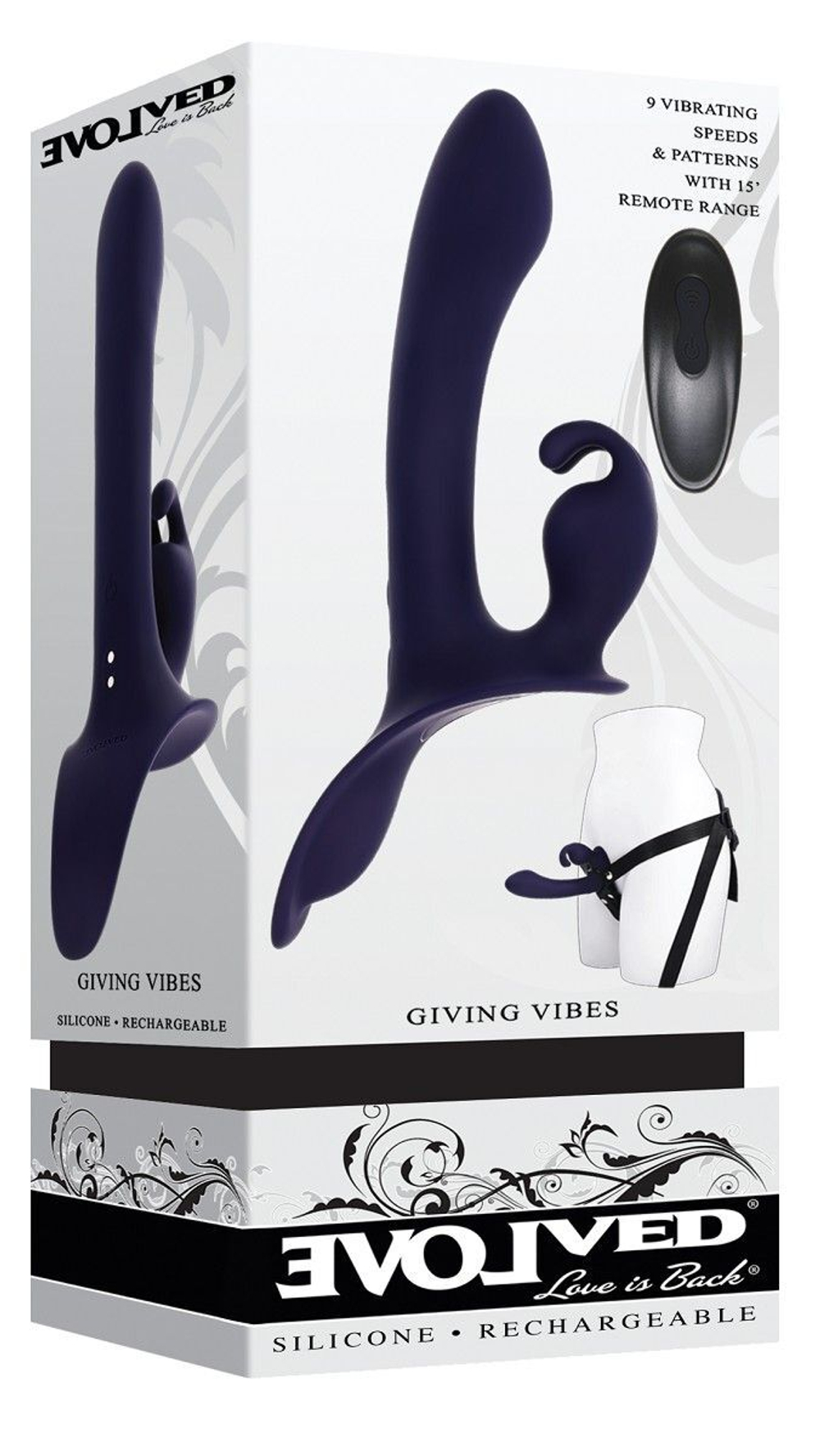 Женский страпон с вибрацией Giving Vibes (Цвет: синий)