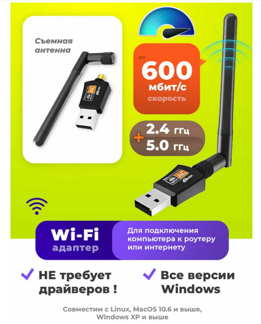 Wi-Fi адаптер Ritmix RWA 250 USB