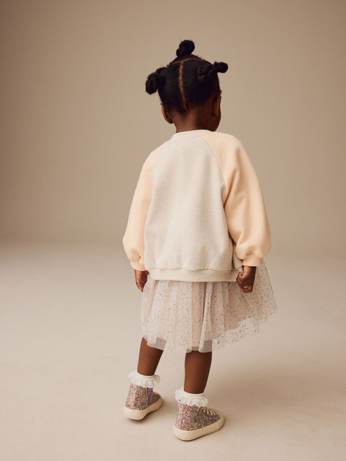 Платье и бомбер в комплекте для девочки Next E54-791, Молочный, Розовый