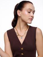 Колье "Amour blue grid" Gold