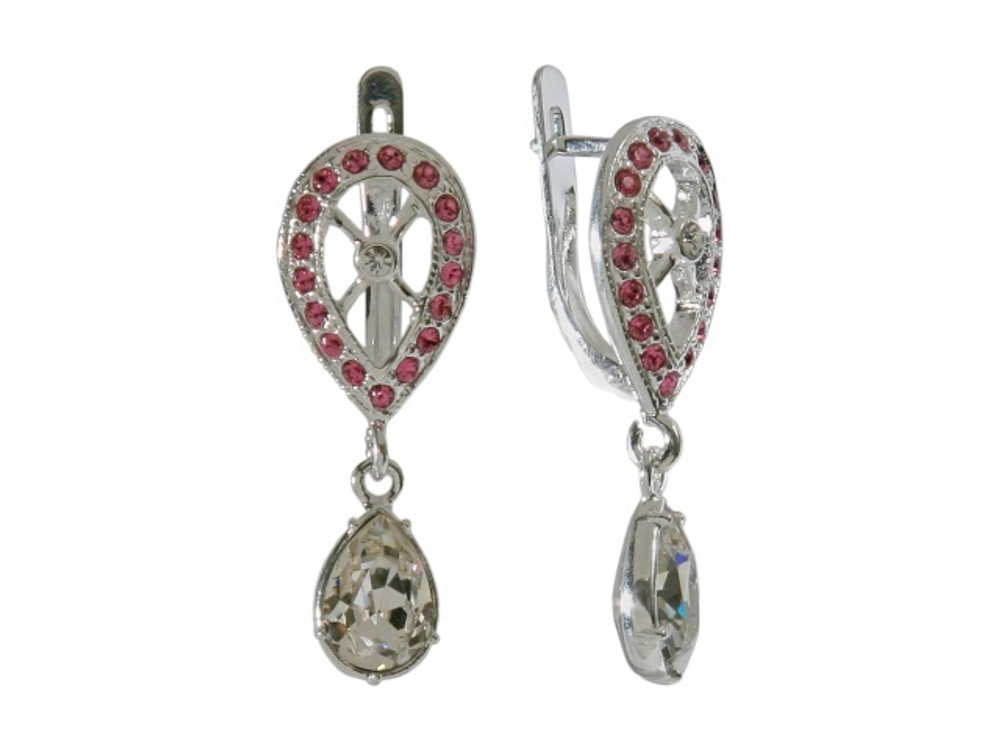 "Мерл.Монро" серьги в родиевом покрытии из коллекции "Голливуд" от Jenavi  с английским замком