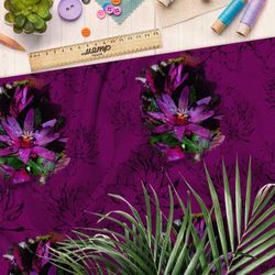 Ткань бифлекс цветок с тенью на фиолетовом