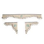 Ламбрекен с косынками универсальные стеганые Волк (экокожа, бежевый, бежевые кисточки)