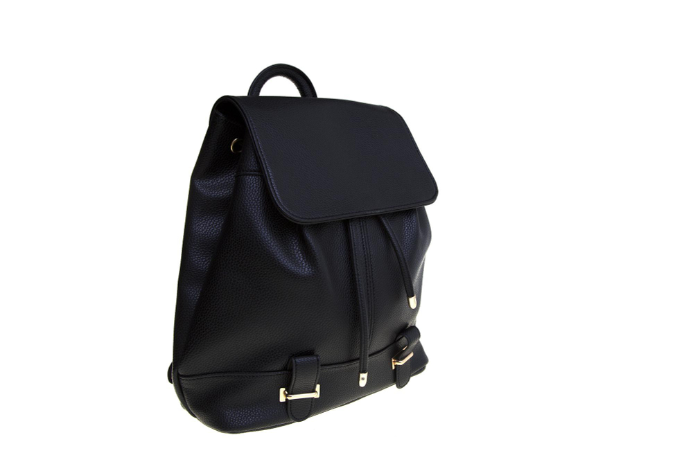 Средний стильный женский повседневный рюкзак черного цвета из экокожи Dublecity 1668 Black