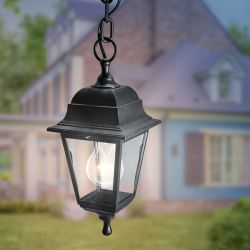 Садово-парковый светильник ЭРА НСУ 04-60-001 черный 4 гранный подвесной IP44 Е27 max60Вт | Садово-парковые светильники