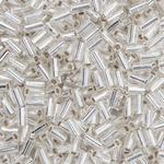 Японский бисер TOHO Bugle (стеклярус) 3mm (№21), с внутренним серебрением, прозрачный