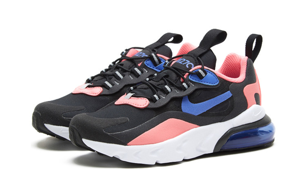 Middle-aged children's Nike Air Max 270 comfortable and versatile shock absorption, non-slip and wear-resistant children's casual shoes pink, black and blue