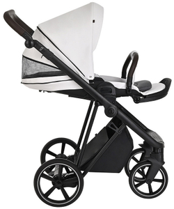 Детская коляска Roan Sol Кожа 3 в 1 с автокреслом Tutis Elo Lux Black RSL/2024 White/Black/руч.Тем.коричневый