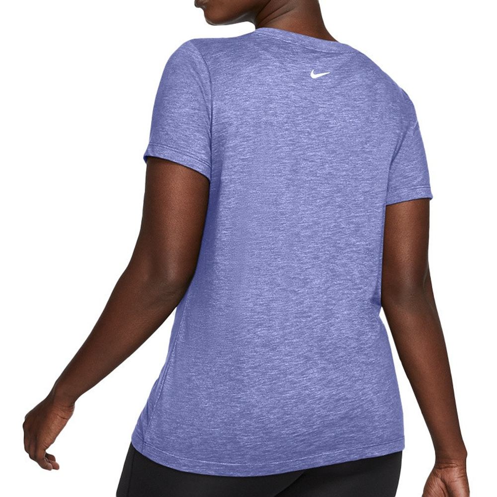 Женская футболка теннисная Nike Dri-Fit Women Scoop Logo Tee - light thliste/heather/white