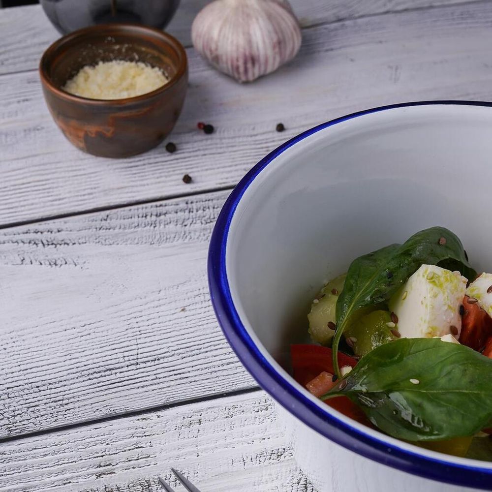 Салатник 1250 мл d 17,5 см h8 см Blue Rim эмалированая сталь SUNNEX [1]