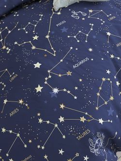 Постельное белье Сказка "Созвездия" евро Наволочка 50х70 см 2 шт Простынь на резинке 180х200 см Пододеяльник 200х215 см, поплин