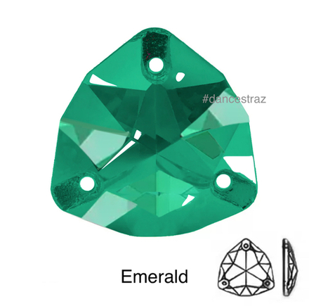 Стразы пришивные, Fat Triangle, Emerald, 205, 17mm, (72 ea/pkg), 5A+, (F2)