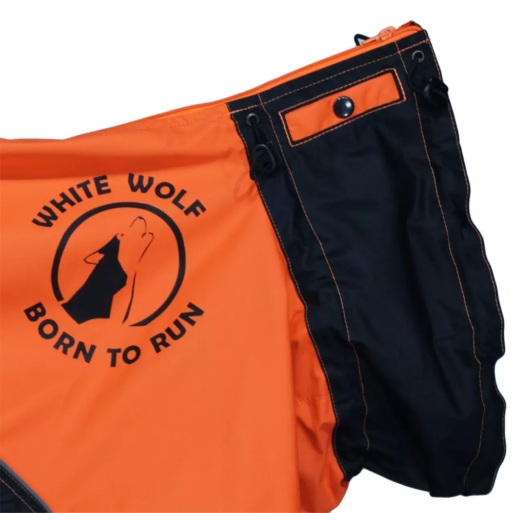 Комбинезон дождевик для собак White Wolf вырез на мальчика оранжевый-черный