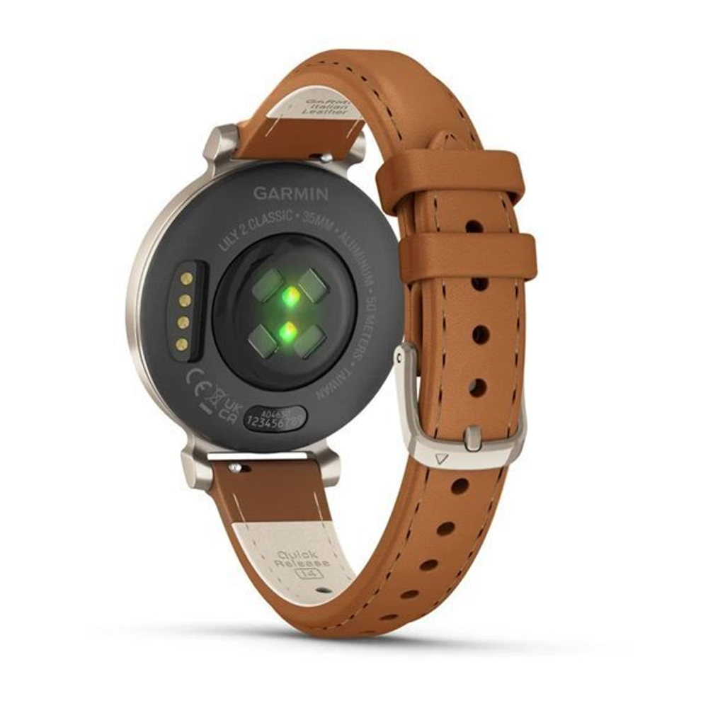 Умные часы Garmin Lily 2 Classic кремово-золотистые со смуглым кожаным ремешком