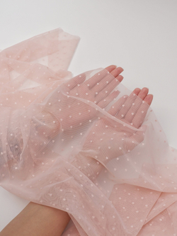 Сетка эластичная коралловый миндаль в горошек 5 мм метражом