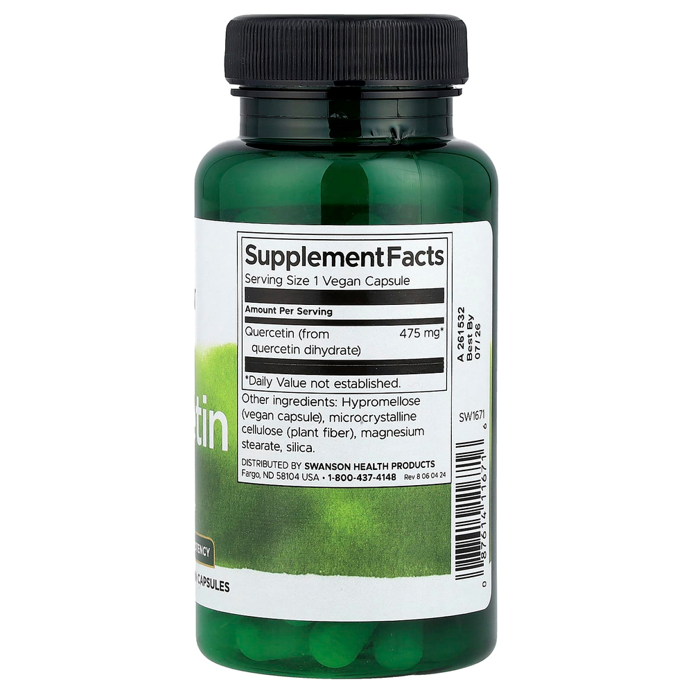 Swanson Vitamins, Кверцетин, 475 мг, 60 растительных капсул