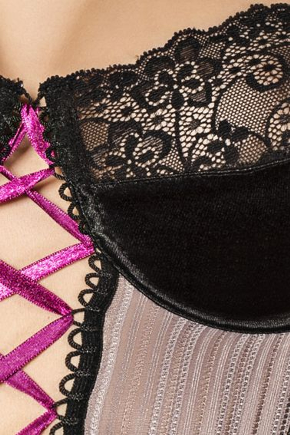 Корсет с прозрачными вставками и шнуровкой Fabio (Размер: S-M) (Цвет: черный)