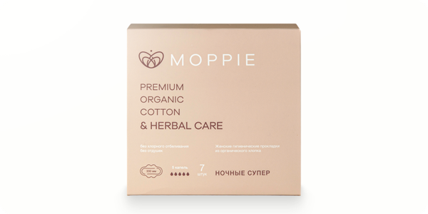 Ночные супер прокладки MOPPIE HERBAL CARE 7 ШТ