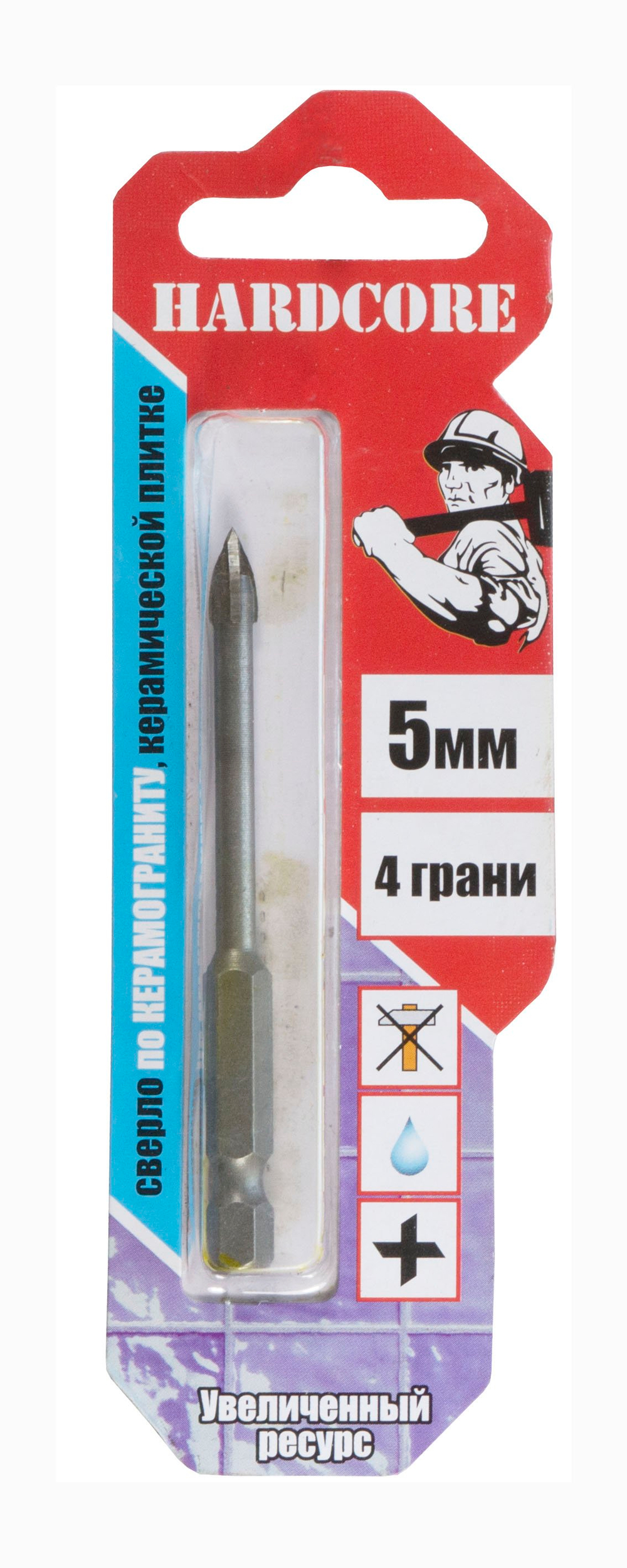 Сверло по керамограниту и керам.плитке 5мм "Hardcore" 4 грани