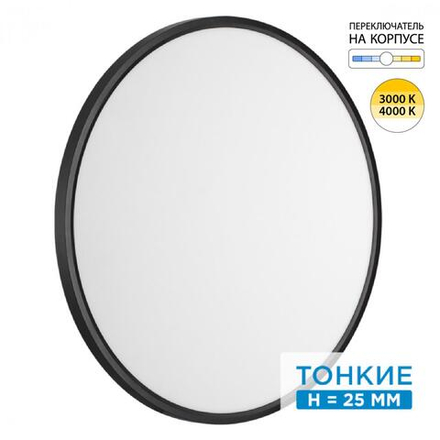 7660/48L MITRA LED SN 554 Светильник пластик/белый/черный LED 48Вт 3000/4000K D600 IP40 ALFA BLACK