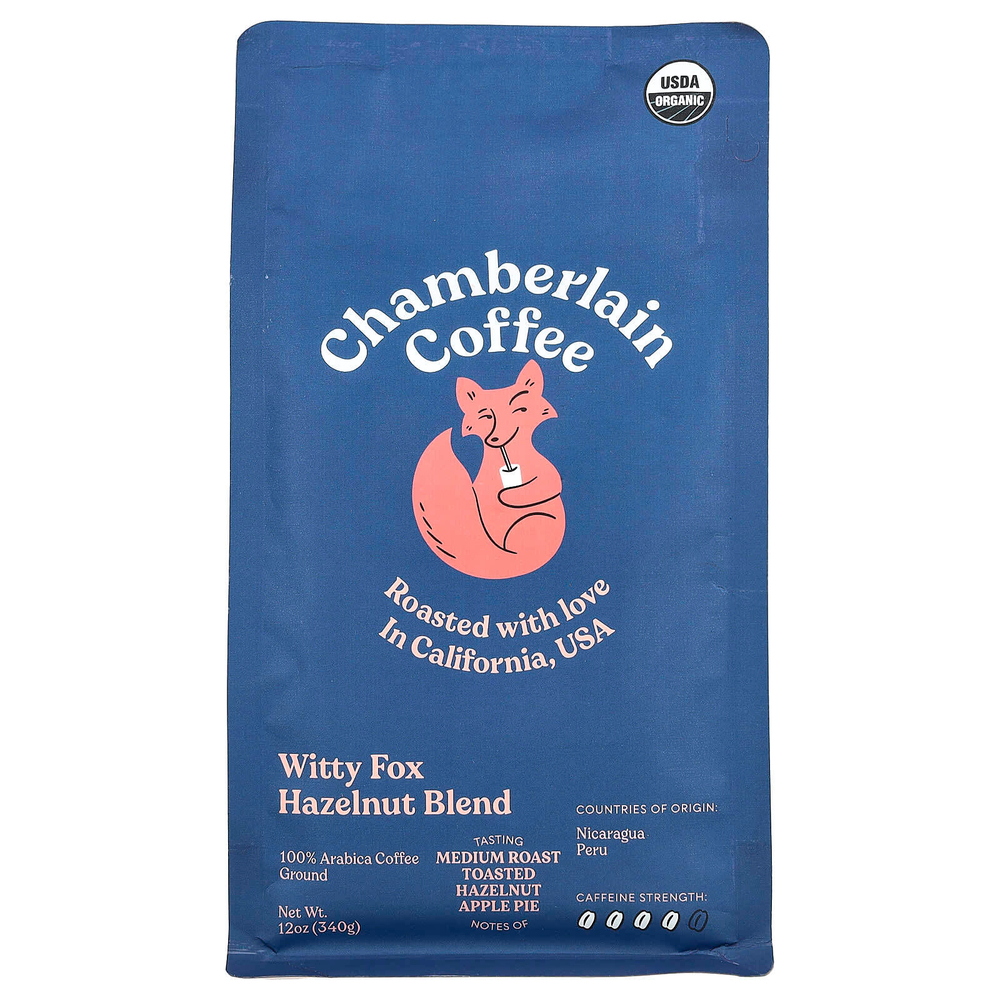 Chamberlain Coffee, Смесь с фундуком Witty Fox, молотая, средней обжарки, 340 г (12 унций)