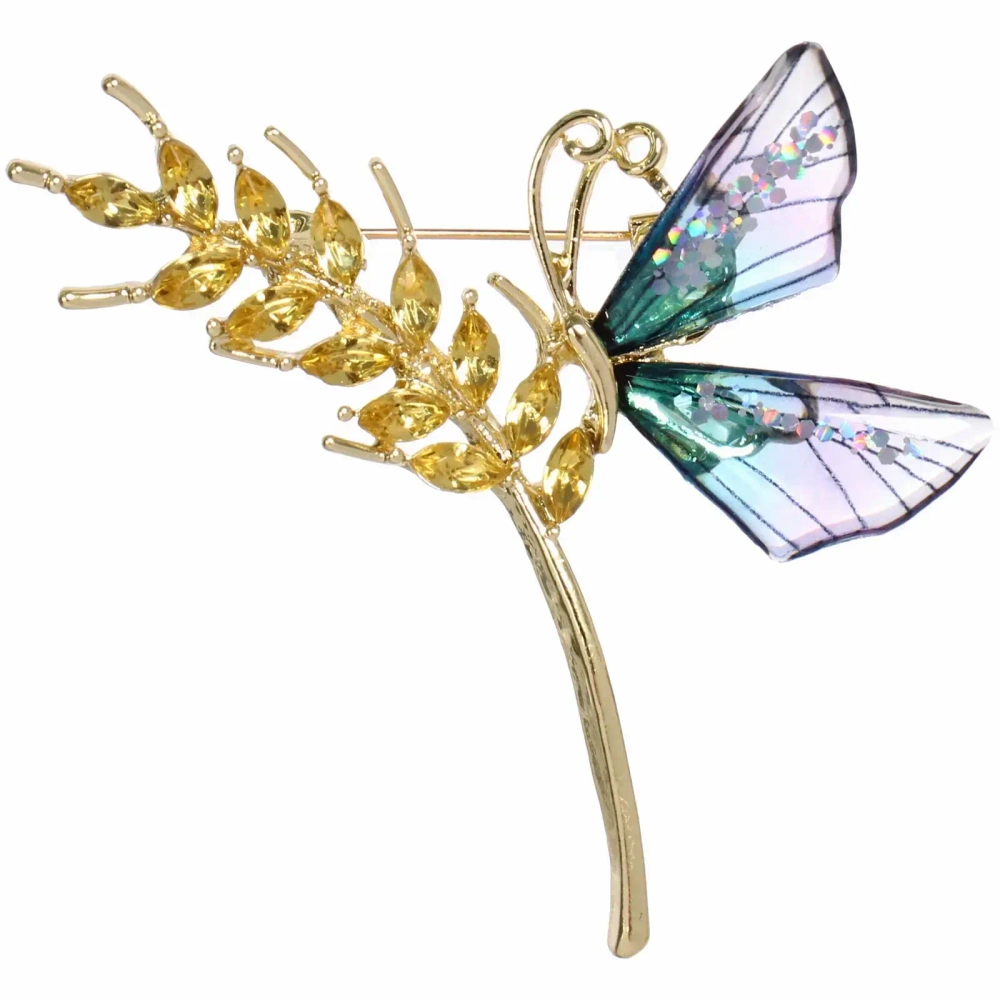 Брошь «KLEVER KS», Бабочка на колоске, цвет как на фото, 5.5*5.7см (символ Возрождения)