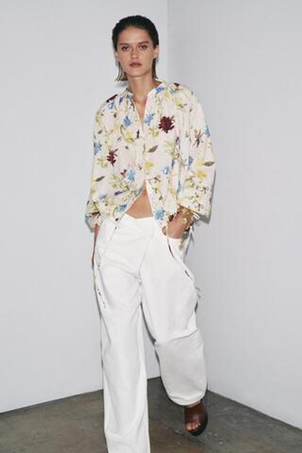 ZARA РУБАШКА С ЦВЕТОЧНЫМ ПРИНТОМ — ZW COLLECTION, РАЗНОЦВЕТНЫЙ