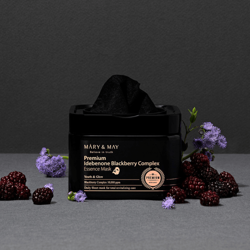 MARY&MAY тканевая Premium Idebenone Blackberry Complex Essence Mask 2500 мл