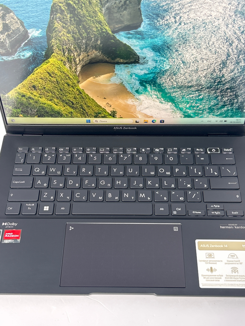 Ноутбук ASUS (UM3402YA-KP900) 14"/AMD Ryzen 5 7430U/RAM 16GB/SSD 1024GB/AMD Radeon Graphics/ 2560x1600/IPS/DOS/Подсветка кл-ры: LED/черный Состояние: A1