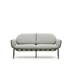 Уличный диван Joncols из серой ткани и зеленым алюминиевым каркасом 164 см