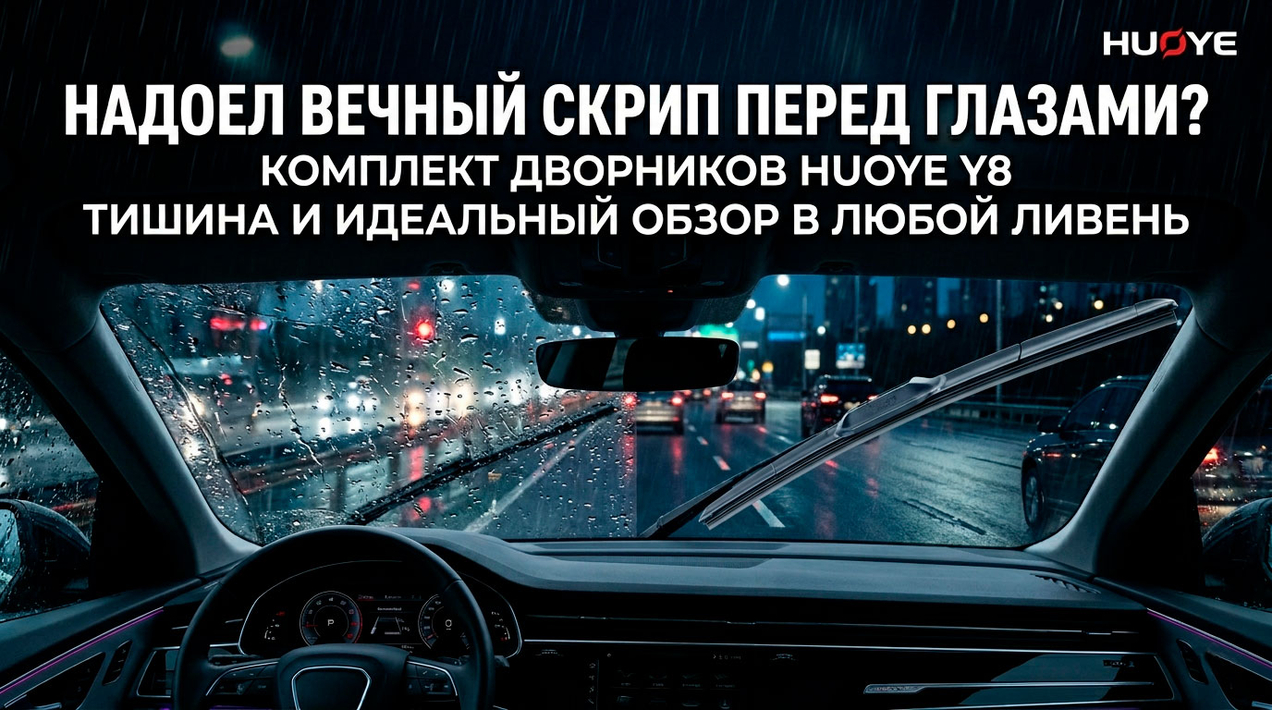 Надоел вечный скрип перед глазами? Комплект дворников HUOYE Y8 — тишина и идеальный обзор в любой ливень