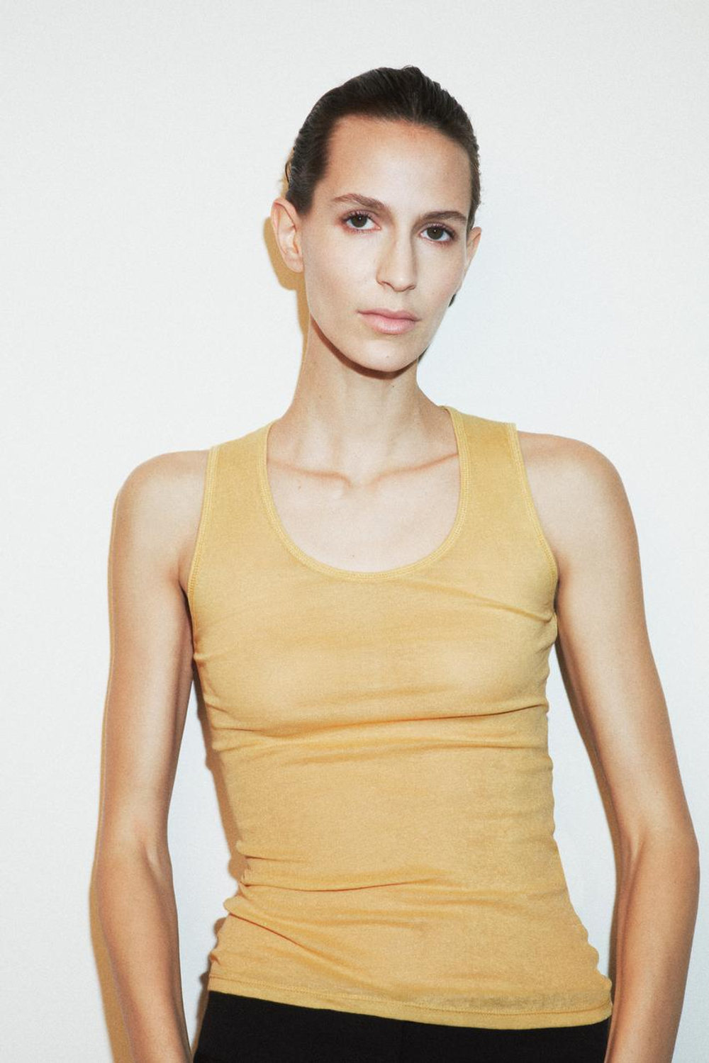 ZARA МАЙКА SUPIMA® БЕЗ РУКАВОВ, ГОРЧИЧНЫЙ