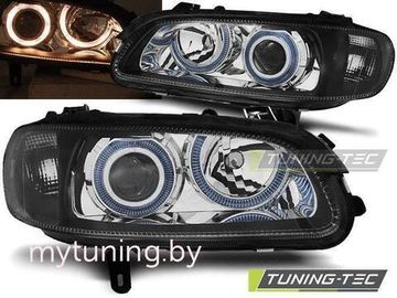 Передние фары angel eyes black для Opel Omega B