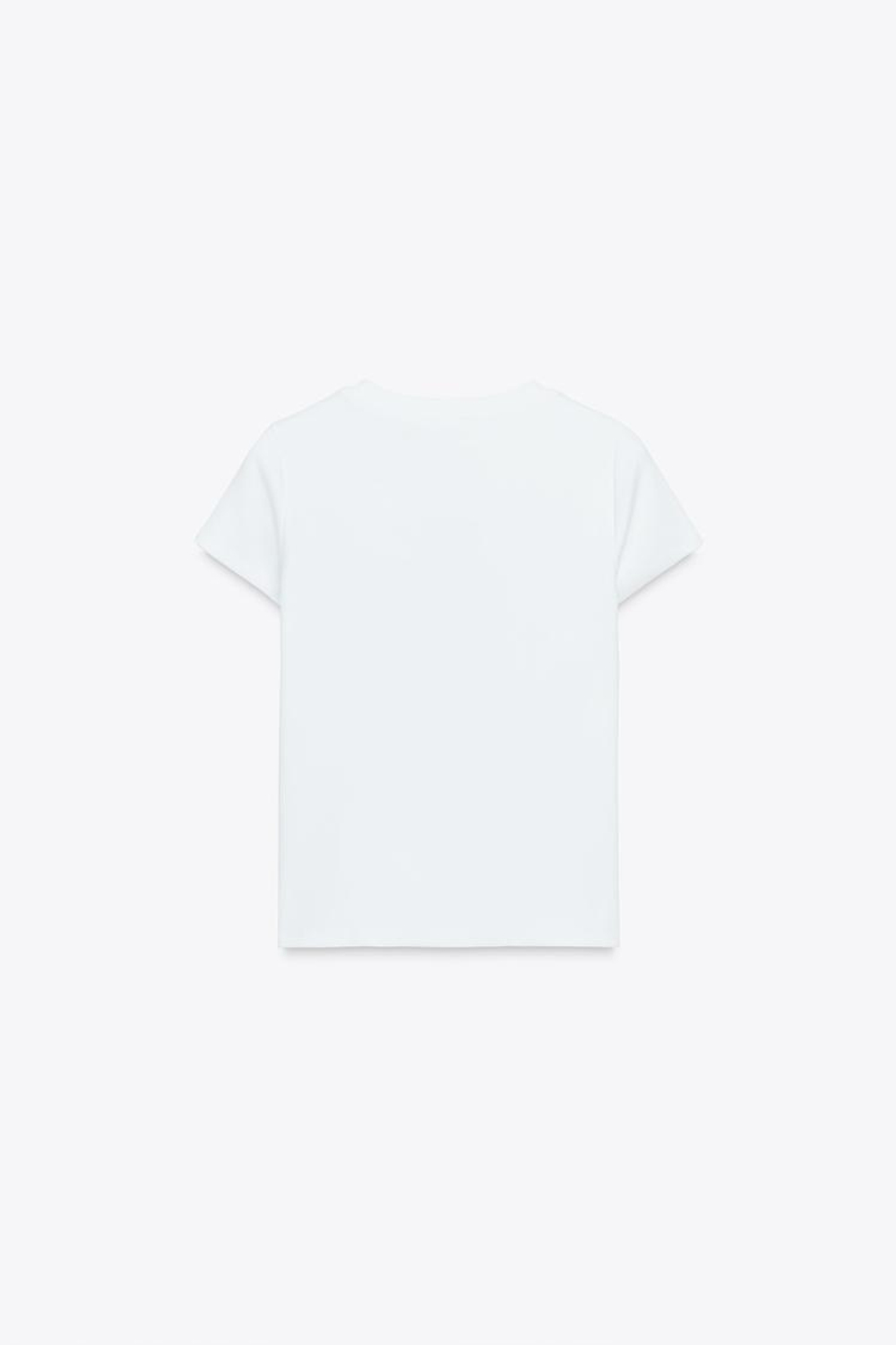 ZARA ФУТБОЛКА С ТЕКСТОВЫМ ПРИНТОМ, БЕЛЫЙ