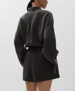 Oysho Шорты-бермуды из 100% льна, антрацитовый