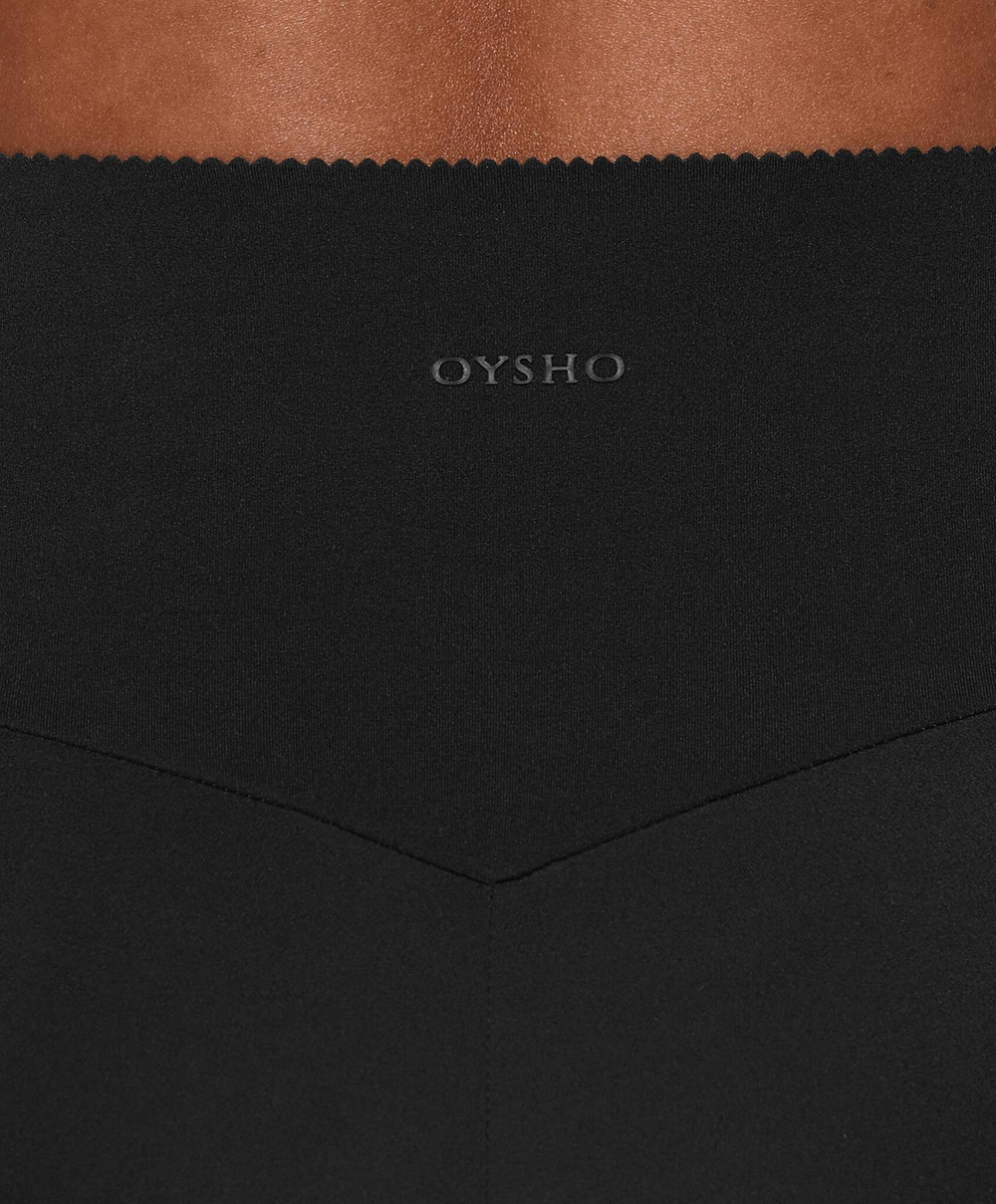 OYSHO Легинсы до щиколотки Compressive, карман и высокая посадка, 65 см, черный